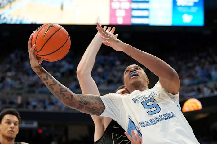 UNC basketball center Armando Bacot versus Virginia Tech